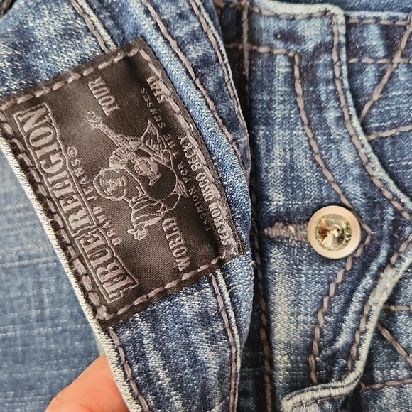 Rare Authentic Disco Becky True Religion Jean's with Diamonds buttons Size 28 - Picture 5 of 5